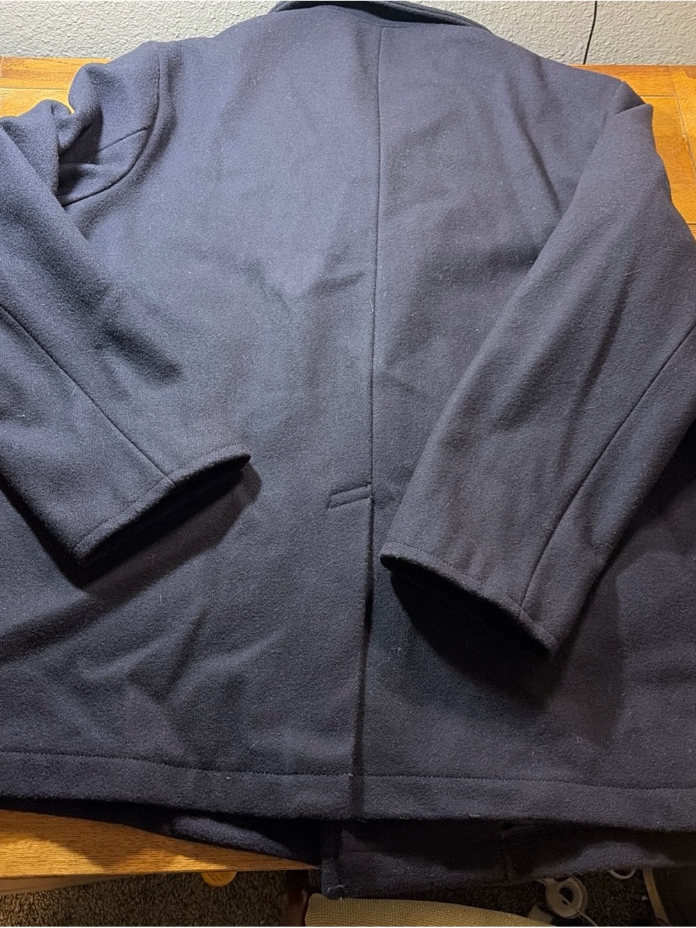 Lands End Men’s Navy Blue Wool Blend Peacoat Jacket Size XXL Double Breasted - Picture 9 of 9